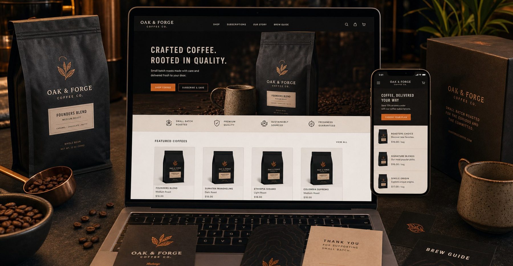 Website and menu for a local restaurant