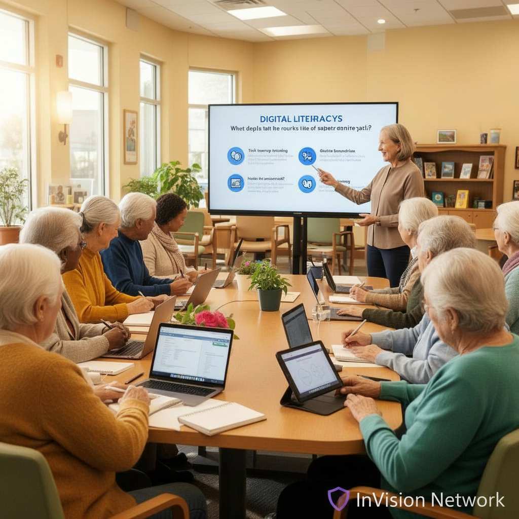 Seniors learning together in a community scam-awareness workshop